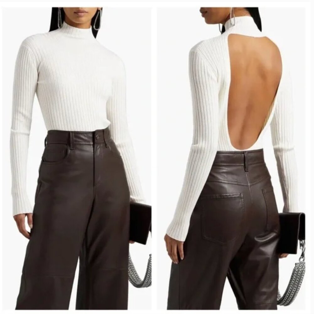 Dion Lee White Cowl Turtleneck Sweater